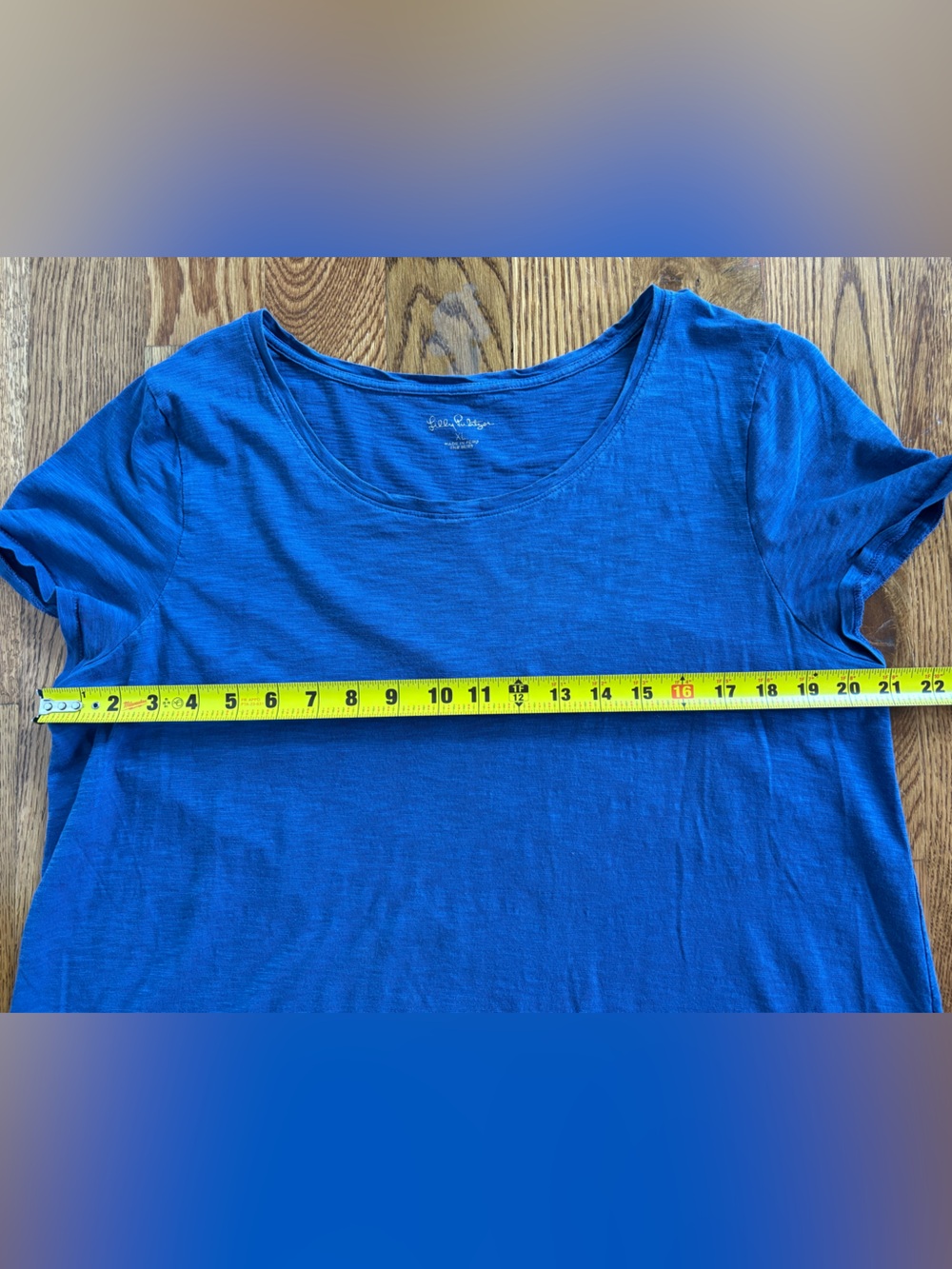 Lilly Pulitzer Blue Short Sleeve T-Shirt Women's Pima Cotton Crew Neck X-Large - Picture 5 of 8
